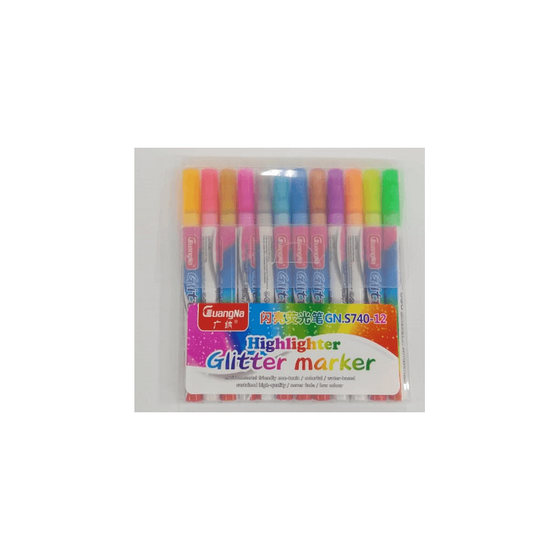 Marcador Acrilico con Glitter x 12