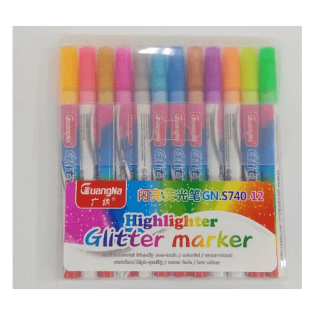Marcador Acrilico con Glitter x 12