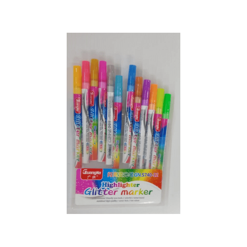 Marcador Acrilico con Glitter x 12