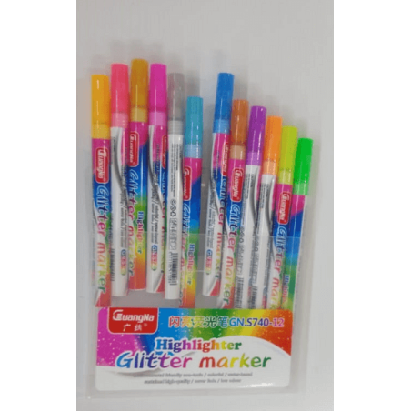 Marcador Acrilico con Glitter x 12
