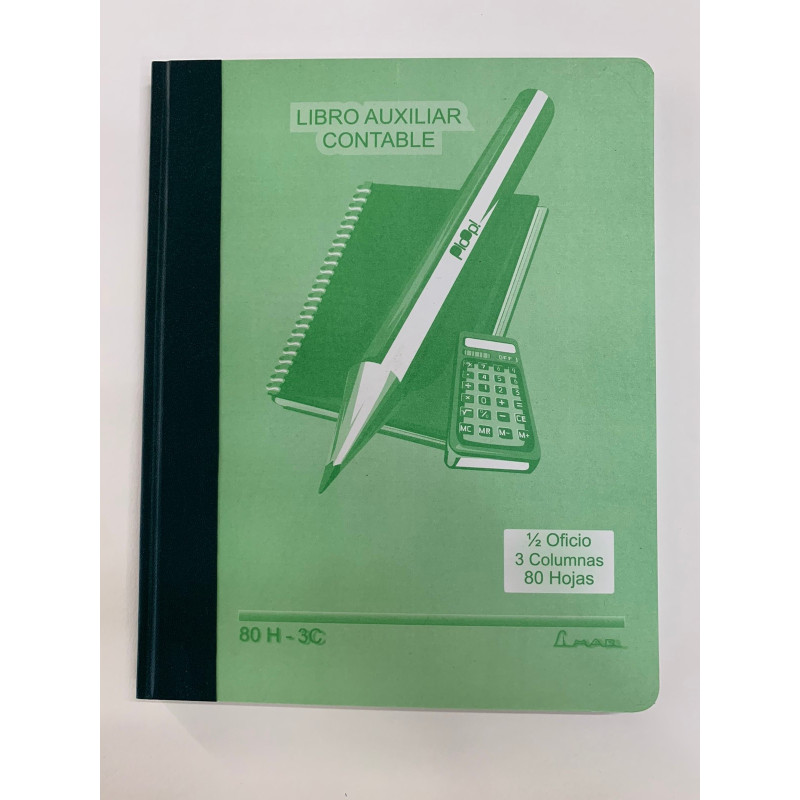 Libro Contable 3 Columnas 1/2 Oficio