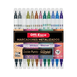 Marcador Metalizado Doble Punta x 12 Colores