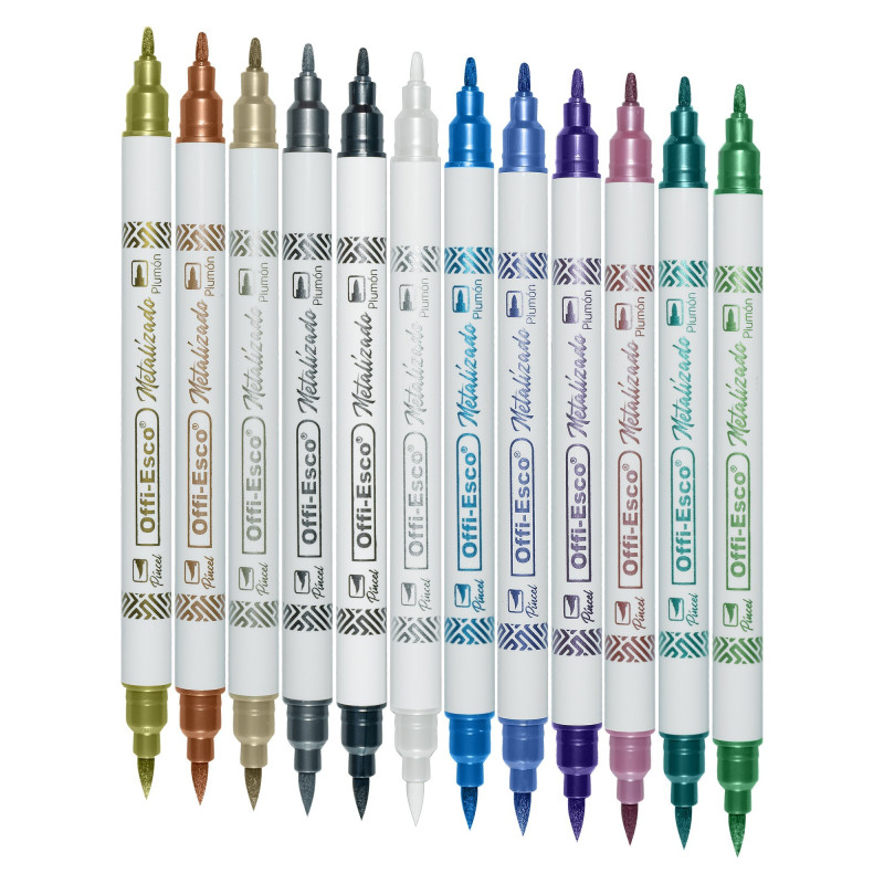 Marcador Metalizado Doble Punta x 12 Colores