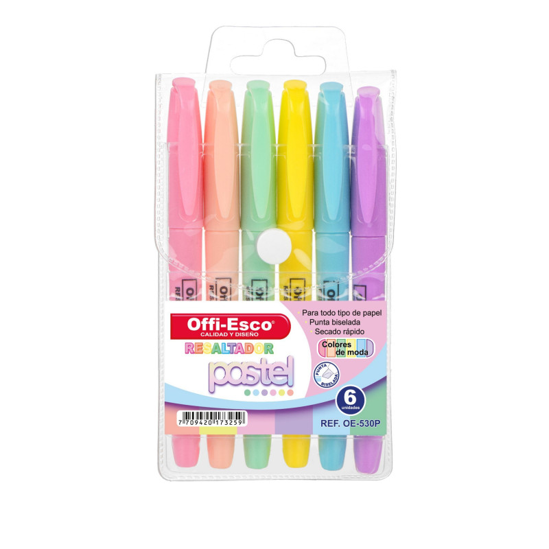 Resaltador Pastel Delgado Offi Esco x 6