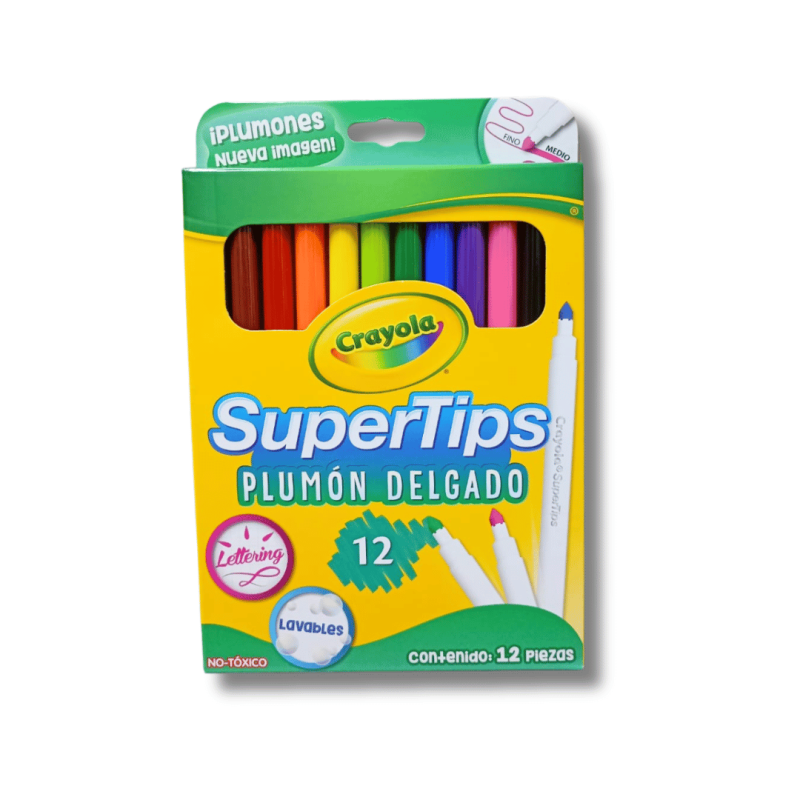 Plumones SuperTip Crayola x12 - Colores Vivos y No Tóxicos