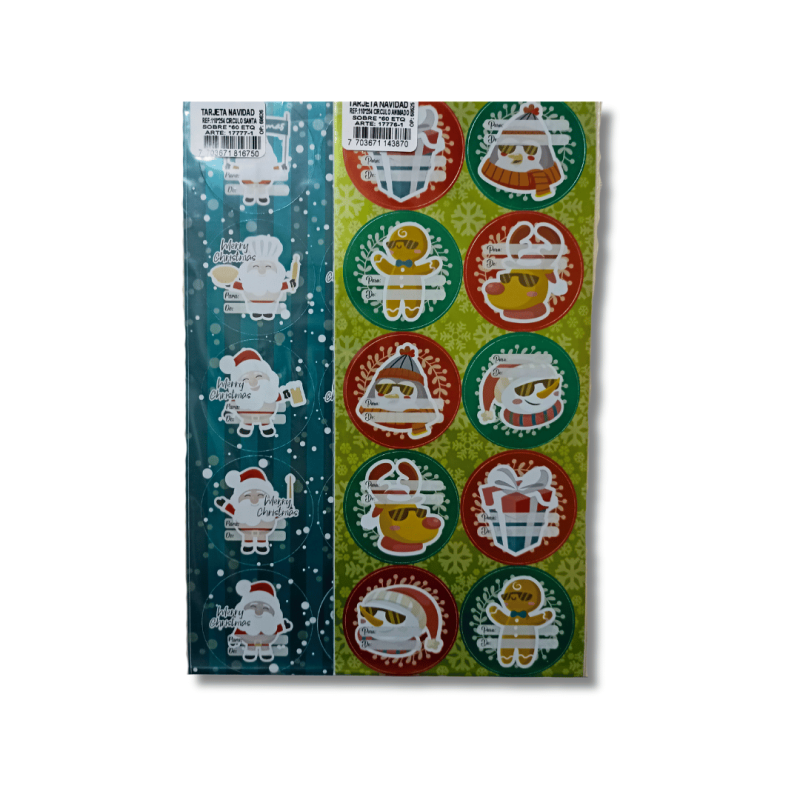 Tarjetas Navideñas Adhesivas Metalizadas | Decoración Brillante para Regalos